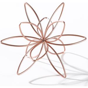 8" Metal Sphere Decor, Metal Floral Tabletop Sculpture, Abstract Tabletop Decorative Spheres for Home Decor (Rose Gold)