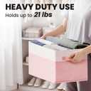 Large Closet Organizer Bins with Lids 4 Pack - 23 QT Collapsible Decorative Storage Boxes with Lids - Clothes Storage Bins with Handles - Fabric Containers for Living Room, Dorm, Nursery - Pink