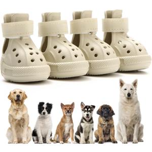 Dog Shoes for Hot Pavement,Non-Slip Waterproof Breathable Easy to Clean Put On and Take Off Dog Boots,Paw Protector for Hot Summer Roads Winter Snow (Beige, Size 6:(2.17"x2.76")(L*W))