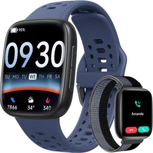 Smart Watches for Women/Men Android iPhone, [1.85" AMOLED Screen] Smartwatch Fitness Tracker 3ATM Waterproof with Bluetooth Calls, AI Control, Heart Rate/SpO2/Sleep Monitor, 7 Days Battery
