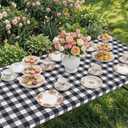 Smiry Rectangle Picnic Table Cloth, Elastic Waterproof Fitted Vinyl Tablecloths, Flannel Backed Buffalo Plaid Table Covers for Dining, Camping, Outdoor (Black and White, 30" x 72")