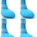 Fdceligoo Rubber Dog Boots, Durable Paw Protectors with Adjustable Straps & Non-Slip Sole, Waterproof Dog Shoes for Hot Pavement, Easy On & Off Silicone Booties (Blue, L)