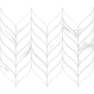 sunwings 10 PCS Peel and Stick Leaf Waterjet Backsplash Self Adhesive Tiles White Marble Wall Panels Stick on Backsplash for Kitchen, Bathroom, Fireplace
