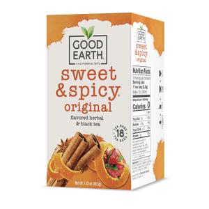 Good Earth Herbal & Black Tea, Sweet & Spicy, 18 Count Tea Bags (Pack of 6) (Packaging May Vary)