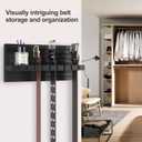 Belt Organizer for Closet, Belt Hanger Wall Mounts to Hold 9 Belts Without Slipping, Space Saving Belt Rack for Closet Organization Includes Mounting Hardware (11.8 x 5.5 x 2.5) (Black)