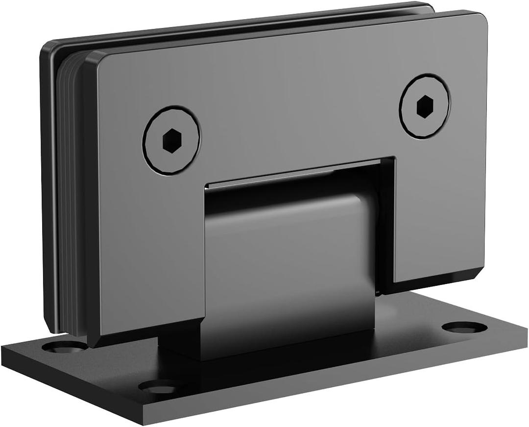 Bathlink Matte Black 90 Degree Glass Shower Door Hinges, Heavy Duty Stainless Steel, 1/4" to 1/2" Thick Glass, 50-55 lbs Capacity, 90 Opening, Easy Installation