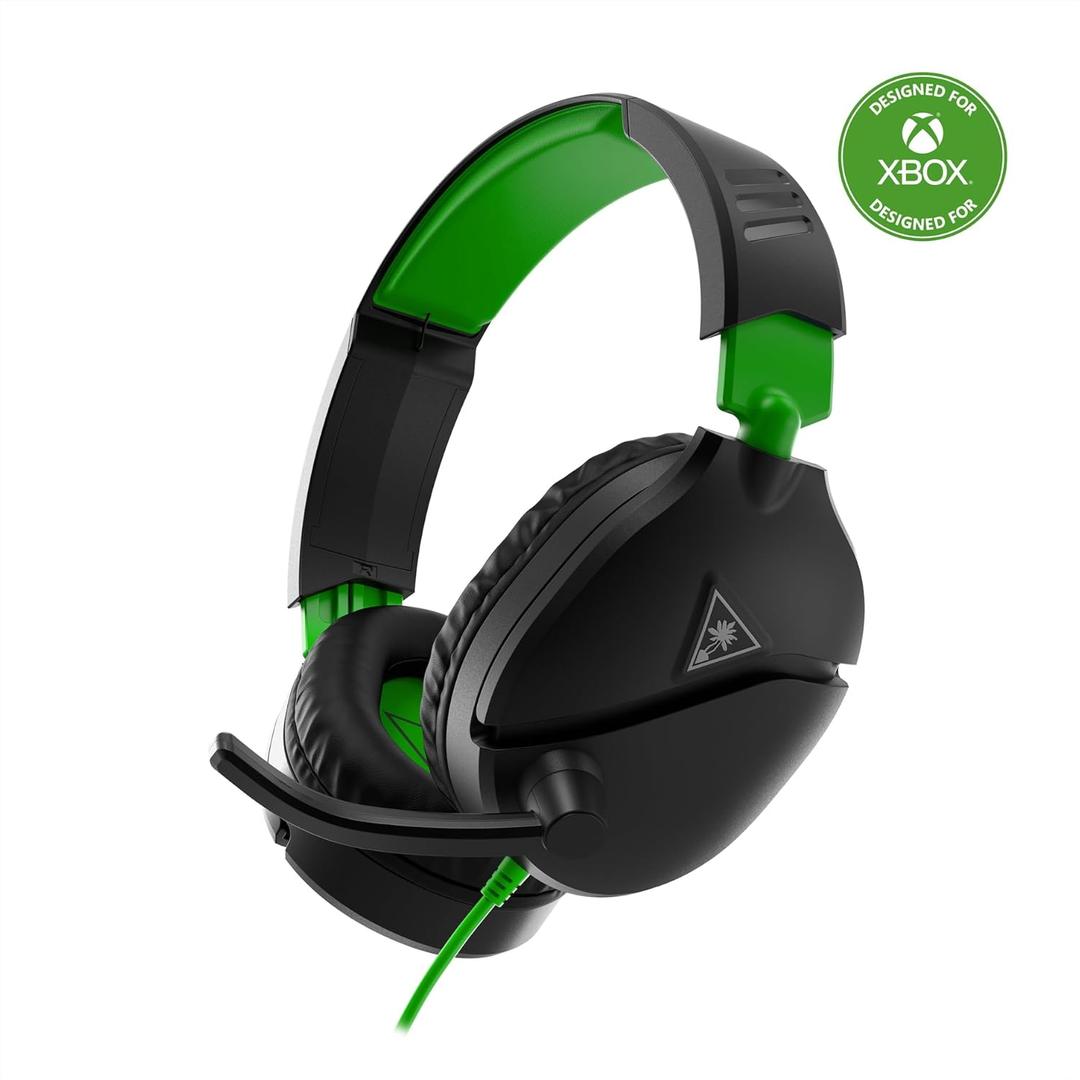 Turtle Beach Recon 70 Multiplatform Gaming Headset for Xbox Series X|S, Xbox One, PS5, PS4, PC & Mobile w/ 3.5mm Wired Connection - Flip-to-Mute Mic, 40mm Speakers, Lightweight Design, Black (Black and Green)