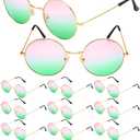 Flutesan 5 Pcs Pink and Green Sunglass Set Witch Party Favor Princess and Witch Sunglass Gift for Women Halloween Photo Prop(Pink Green Gradient)