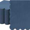 Fuutreo 100 Pcs Scalloped Cocktail Napkins Thick Paper Disposable Party Napkins Beverage Tissue for Wedding Dinner Birthday Supplies, 5 x 5 Inches(Navy Blue)