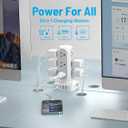 TenTrend 65W Fast Charging Station, Flat Plug Power Strip Tower with 12 AC Outlets & 8 USB Ports (2 PD USB-C Ports), 10FT Extension Cord, Compatible for MacBook Pro, iPhone Series.