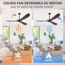 Eliora 60" Ceiling Fans Without Lights, Wood Ceiling Fan no Light with Remote, Large Outdoor Ceiling Fan for Patio, Porch, Bedroom, 6 Speed, Quiet DC Motor, ETL Listed- Brown