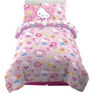 Franco Kids Bedding Super Soft Comforter and Sheet Set with Sham, 5 Piece Twin Size, Hello Kitty