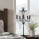 TOCHIC 5-Light Farmhouse Tranditional Crystal Table Lamp, Black Craft Candelabra Lighting Fixture 30'' Tall for Living Room, Reading Room, Bedroom, Office