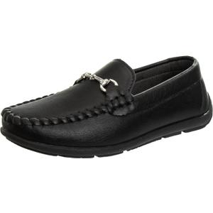 Josmo Boys Moccasin Driving Loafers - Casual Dress Penny Slip On Boat Shoes (Toddlers - Little Kids - Big Kids) (Black New-2)