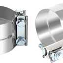2Pcs 3.5 Inch Exhaust Clamp,3.5" In Lap Joint Exhaust Band Clamp Stainless Sleeve Coupler For Mufflers,Exhaust Pipe etc Universal (2 Pcs)