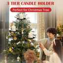 Christmas Tree Candle Holder for Big Flameless Candles, 32.4 Inch Black Triple Shelf Christmas Tree Topper, Candle Tree Topper Holder, Christmas Tree Decorations for Candles, Gift Boxes