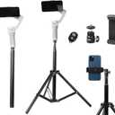 PellKing 2in1 Tripod Extension Rod 59in Adjustable Selfie Stick with Phone Clip for DJI OM4 SE 5/Osmo Mobile 6 3 2/Feiyu Zhiyun and More Hand Held Gimbal Stabilizer Accessories