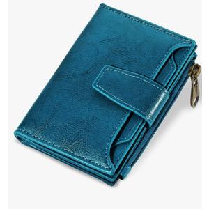 Small Wallet Women RFID Blocking Soft Leather Bifold Compact Card Holder Wallet for Women with Zipper Coin Pocket 4 ID Window