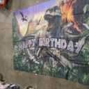 Avezano Dinosaur Birthday Backdrop Jurassic Dino Theme Happy Birthday Banner Jungle Birthday Party Decorations Boys Photo Backdrop (96 x 72 Inch)