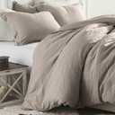 King Size Tan Duvet Cover 3 Pieces, Soft & Lightweight Light Taupe Quilt Cover Set - 1 Neutral Duvet Cover with Zipper (104x90) and 2 Pillowcases for Women Men