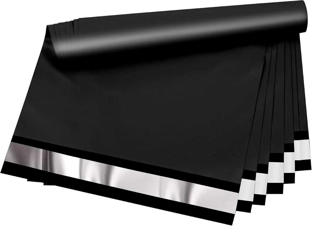 Poly Mailers - 10x13 inch 100 Pcs Black Shipping Bags with 2.4mil Thickness, Waterproof and Tear Resistant Mailing Envelopes, Privacy Protected Self Seal Packaging Bags for Small Business