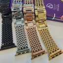 3 x DSAAplus Gold Metal Bands Compatible With Apple Watch Band 38mm 40mm 41mm 42mm 44mm 45mm 46mm 49mm Stylish Chain Bracelet for iWatch Series 11 10 9 8 7 6 5 4 SE/Ultra 3 2 1 (D5 silver mesh)
