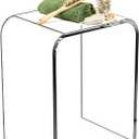 Acrylic Shower Stool for Inside Shower, Clear Bathroom Bench, Non-Slip Waterproof Bath Seat for Shaving Legs & Spa, Supports up to 330 lbs