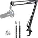 Microphone Boom Arm with Cable Management  Adjustable Scissor Mic Stand Compatible with Fifine K669B/K670/K683A/K658/K688, AmpliGame A6V/A8, AM8 & Other USB/XLR Microphones by YOUSHARES
