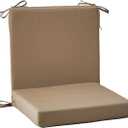 SAMTY 20 x 20 Inch Outdoor Chair Cushions for Patio Furniture, UV Resistant Non Slip Waterproof Replacement Patio Seat Cushion with Ties Set of 2, Khaki