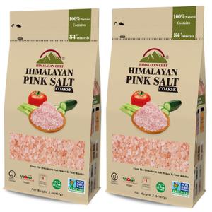 Himalayan Chef Pink Himalayan Salt, Coarse Grain - 4 lbs (2X2 Pound Bags)