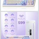 AULA 99 Key Keyboard, Tri-Mode Bluetooth/2.4GHz/USB-C Cute Creamy Gaming Keyboard with Number Pad RGB Backlit, Media Knob Custom Mechanical Feel Computer Keyboards for MAC Xbox PC Gamer - Purple