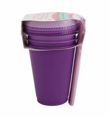 Mfacoy 4 Pack Wheat Straw Cups with Lid and Straws, 10 oz Unbreakable Kids Cup, Reusable Drinking Cups, Small Water Cup, Colourful Tumbler Cups for Kitchen, BPA Free, Dishwasher Safe - 4 Colours (Pink)