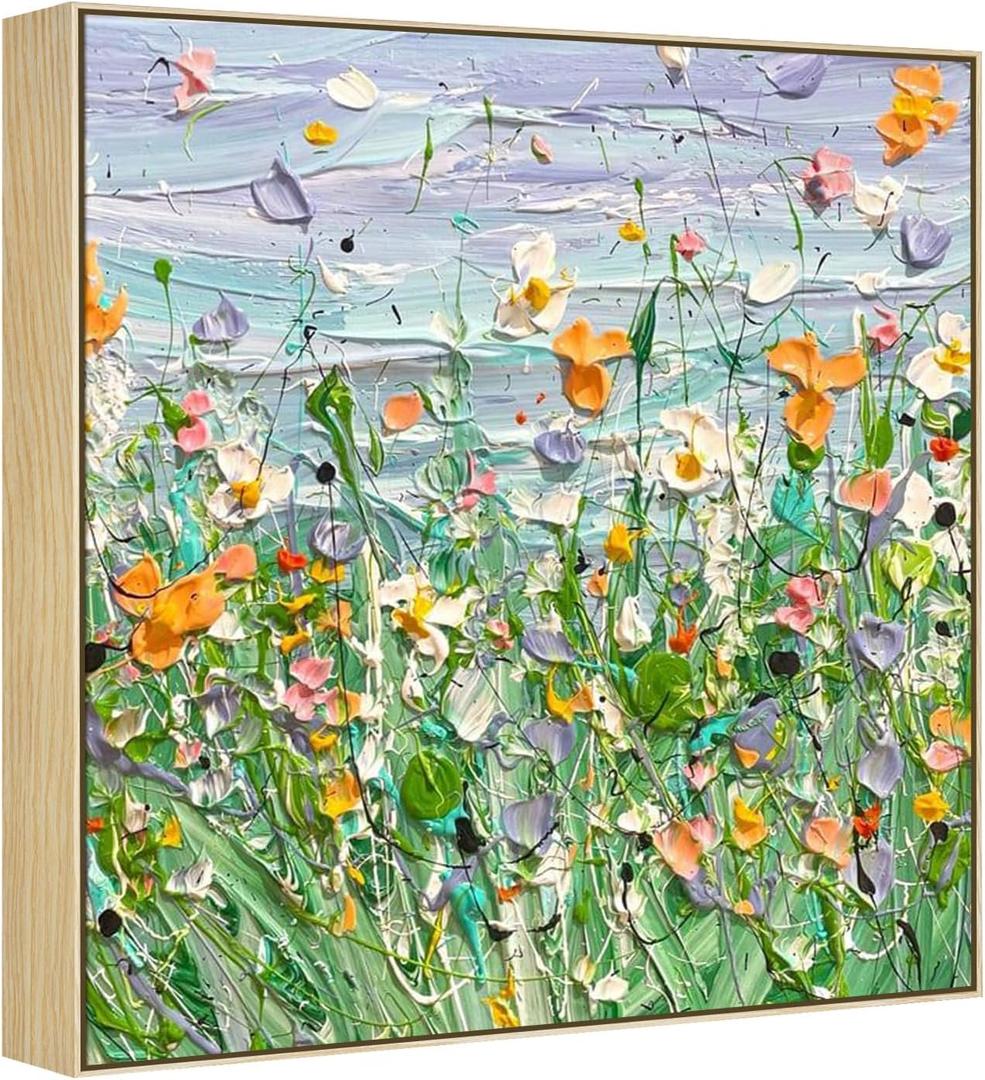 Canvas Floater Frame for 36x36 Oil Paintings, DIY Metal Canvas Floating Frame with 1.5 Inch Deep for Art Prints Artwork Landscape Portrait Living Room Wall Decor (Natural)