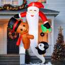 CAMULAND Christmas Inflatables, 6FT/7FT Inflatable Christmas Decorations Snowman Santa Claus with Built-in LED Lights, Outdoor Christmas Decorations Blow-up Decor for Yard, Garden Party (8FT Santa)