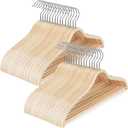 TOPIA HANGER Sleek Wooden Hangers with Non-Slip Rubber Grips, Sweater Hangers No Shoulder Bump, Lightweight Clothes Hangers 30-Pack, 360 Swivel Hook and Pants Bar-CT63N30
