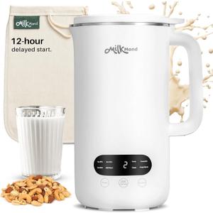 8-in-1, Nut Milk Maker Machine, Creamy Almond Milk, Oat Milk, Soy Milk, Soup Maker & Smoothies | 10 Stainless Steel Blades, Auto-Clean, Boil Water/Keep Warm | 12-Hour Delay Start, 32 oz (White)