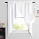 NICETOWN Swag Curtains for Living Room, Country Room Darkening Short Curtains for Kitchen Rod Pocket Rustic Window Cover for Bathroom/Laundry Room, 2 Pieces, 36" x 63" x 18" per Panel, Pure White