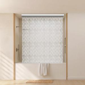 Ceiling Mounted Rollup Bathroom Shower Curtain/Liner 56" Base Up to 95" Long - Use for 9' Ceilings Waterproof PEVA Plastic Shower Curtains for Bathroom No Rod, Hooks or Rings (Icicles)