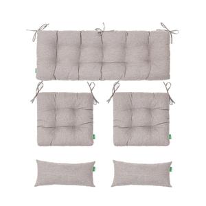 STillcomsy Outdoor Wicker Chair Cushions of 5Pieces,Tufted Patio Bench Cushions & 2Seat Cushions with Ties,2Lumber Pillows,Waterproof Cushions for Patio Furniture -Tan/Taupe