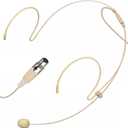 Headset Microphone Headworn Double Over Ear Earset Hanging Condenser Omnidirectional Mic Compatible with Shure Wireless Bodypack Transmitter System with Mini XLR 4 Pin TA4F Plug