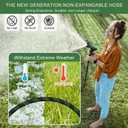Garden Hose Non-Expandable 100 ft, Lightweight Flexible Water Hose with 10 Function Spray Nozzle, Outdoor Leak Proof, Kink-Free, Portable Hose for Yard, Lawn, Camper, High-Density Fabric, Black Blue