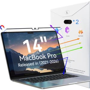 Peslv Magnetic Anti Blue Light Screen Protector for MacBook Pro 14 Inch (2021-2026, M1, M2, M3, M4, M5), Removable Glare Filter for 14.2" Mac Laptop Computer