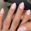 UNA GELLA 32Pcs Soft Gel Press on Nails - 16 Sizes Pastel Baby Pink Round Glue on Nails, Oval Reusable Glossy Natural Pink False Nails, Full Cover Acrylic Nail Kit for Women DIY Home Manicure