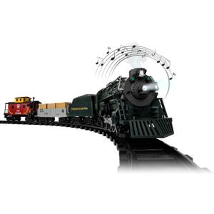 Lionel Battery-Operated Pennsylvania Flyer Freight Toy Train Set with Bluetooth, Locomotive, Train Cars, & Track with Authentic Train Sounds, Lights, & Water Vapor Smoke Effects for Kids 4+