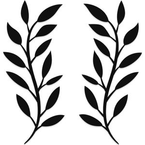 Vivegate Scroll Olive Branch Leaf Metal Wall Decor - 16"X16" 2 Black Wrought Iron Scroll Vine Art Metal Wall Farmhouse Signs For Hanging Above Door Wall Decor
