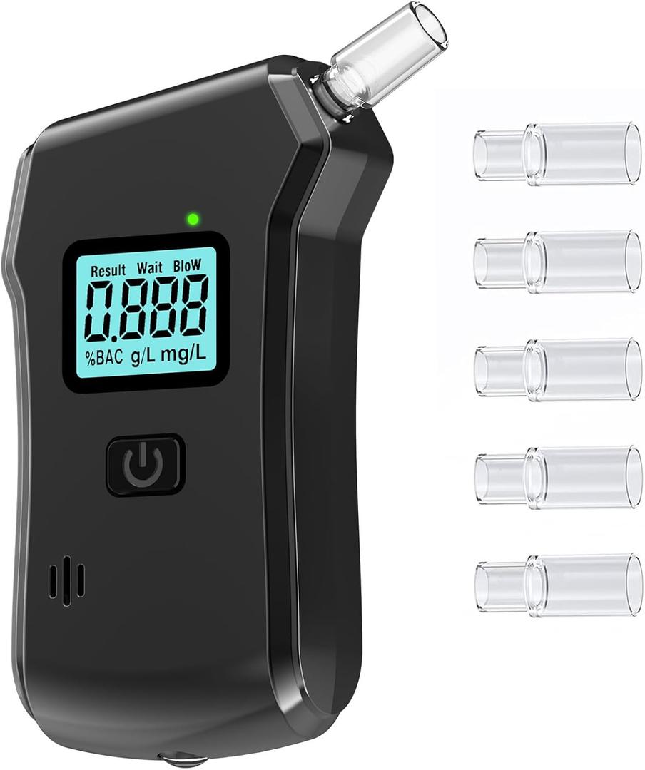 Breathalyzer| Breathalyzers for Alcohol |High-Precision Portable Breathalyzer with LCD Display | Personal & Commercial Use | Drunk Driving Detection Equipment 5 Mouthpieces