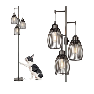 68’’ Dimmable Floor Lamp, 3 x 800LM LED Edison Bulbs Included, Industrial Floor Lamps for Living Room, Rustic Tall Lamps Standing Lamp for Bedrooms Living Room