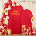 Red Arch Backdrop Covers - 7.2FT, 6FT Spandex Fitted Wedding Arch Stand Covers Round Top Chiara Stretchy Arch Backdrop Cover for Christmas Wedding Birthday Party Decoration