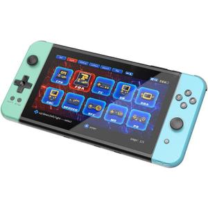 X70 Handheld Game Console, 7.0 inch IPS HD Screen Retro Games Consoles Classic Video Games Console with 32G Memory Cards & 3000 Games, Built-in 3500mAh Rechargeable Battery (Fluorescent Green & Blue )