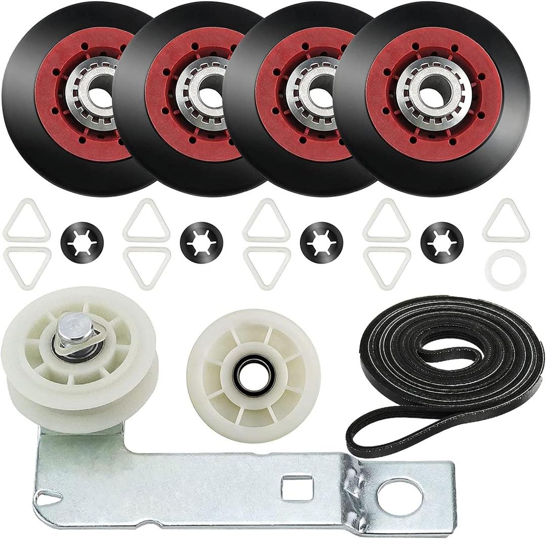 [Newest] 4392067 Dryer Repair Kit and W10837240 Dryer Idler Pulley for Maytag Bravos Whirlpool Duet Kenmore Elite Dryers,with WPW10314173 Drum Roller&661570V Belt&279640 Idler Pulley by TOMOON